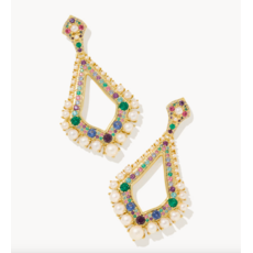 Kendra Scott Krista Statement Earrings Gold Multi Mix