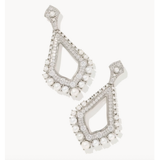 Kendra Scott Krista Statement Earrings Silver White Mix
