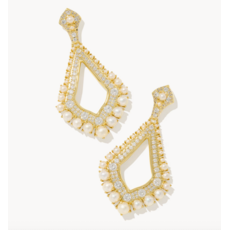 Kendra Scott Krista Statement Earrings Gold White Mix