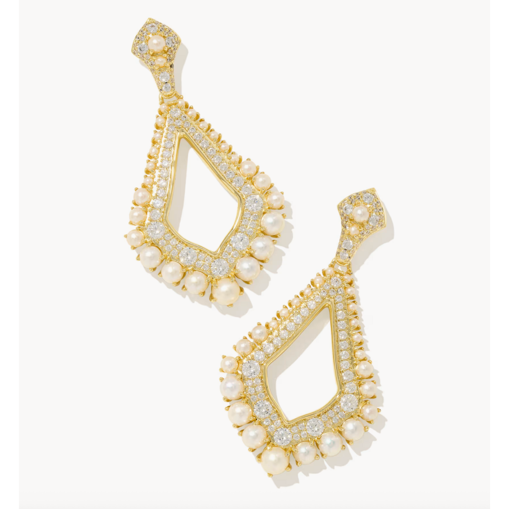 Kendra Scott Krista Statement Earrings Gold White Mix