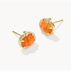 Kendra Scott Pumpkin Stud Earrings Gold Orange Mother Of Pearl
