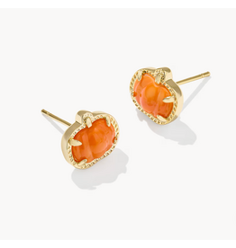 Kendra Scott Pumpkin Stud Earrings Gold Orange Mother Of Pearl