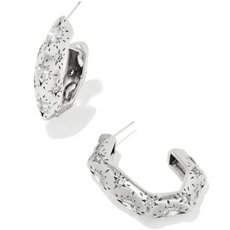 Kendra Scott Holland Hoop Earrings Vintage Silver White Crystal