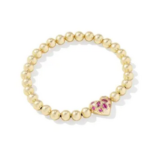 Kendra Scott Holland Gold Heart Stretch Bracelet in Pink Crystal