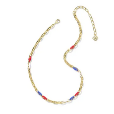 Kendra Scott Bailey Gold Chain Necklace | Red White Blue Mix