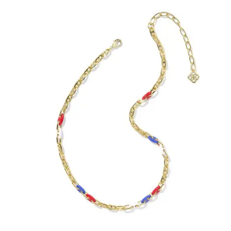 Kendra Scott Bailey Gold Chain Necklace | Red White Blue Mix