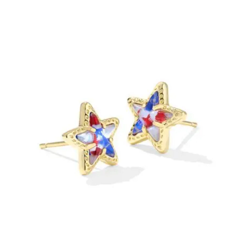 Kendra Scott Cassidy Stud Earring Gold Red white Blue Illusion