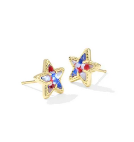 Kendra Scott Cassidy Stud Earring Gold Red white Blue Illusion