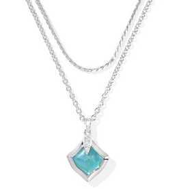 Kendra Scott Joelle Multi Strand Necklace Rhod Aqua Illusion