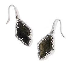 Kendra Scott Adeline Vintage Silver Drop Earrings | Obsidian