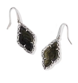 Kendra Scott Adeline Vintage Silver Drop Earrings | Obsidian