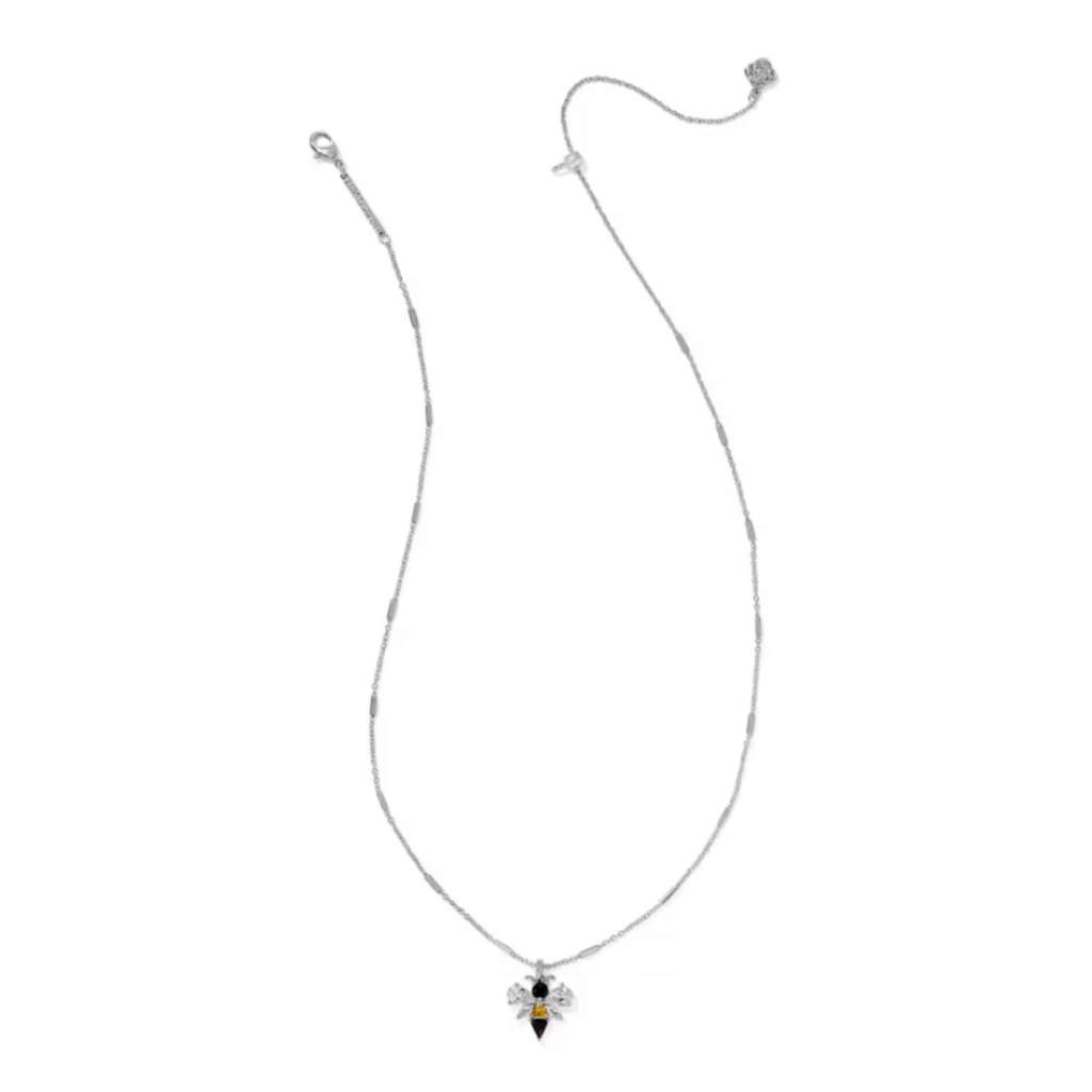 Kendra Scott Bee Short Pendant Necklace Rhod Black Yellow Mix