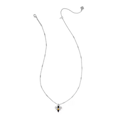 Kendra Scott Bee Short Pendant Necklace Rhod Black Yellow Mix