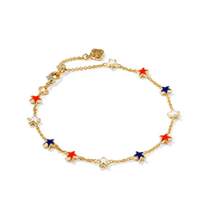Kendra Scott Sierra Star Delicate Chain Bracelet Red. White, Blue Mix
