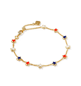 Kendra Scott Sierra Star Delicate Chain Bracelet Red. White, Blue Mix