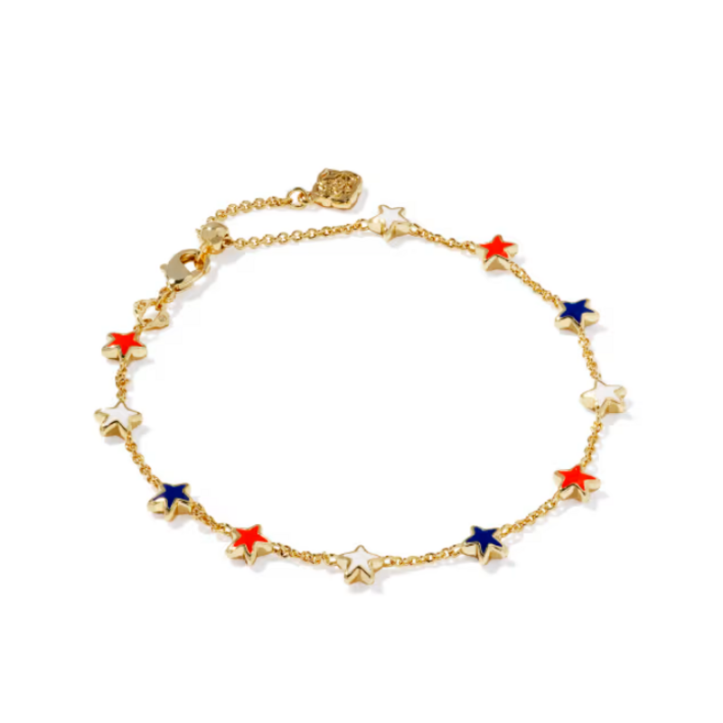 Kendra Scott Sierra Star Delicate Chain Bracelet Red. White, Blue Mix