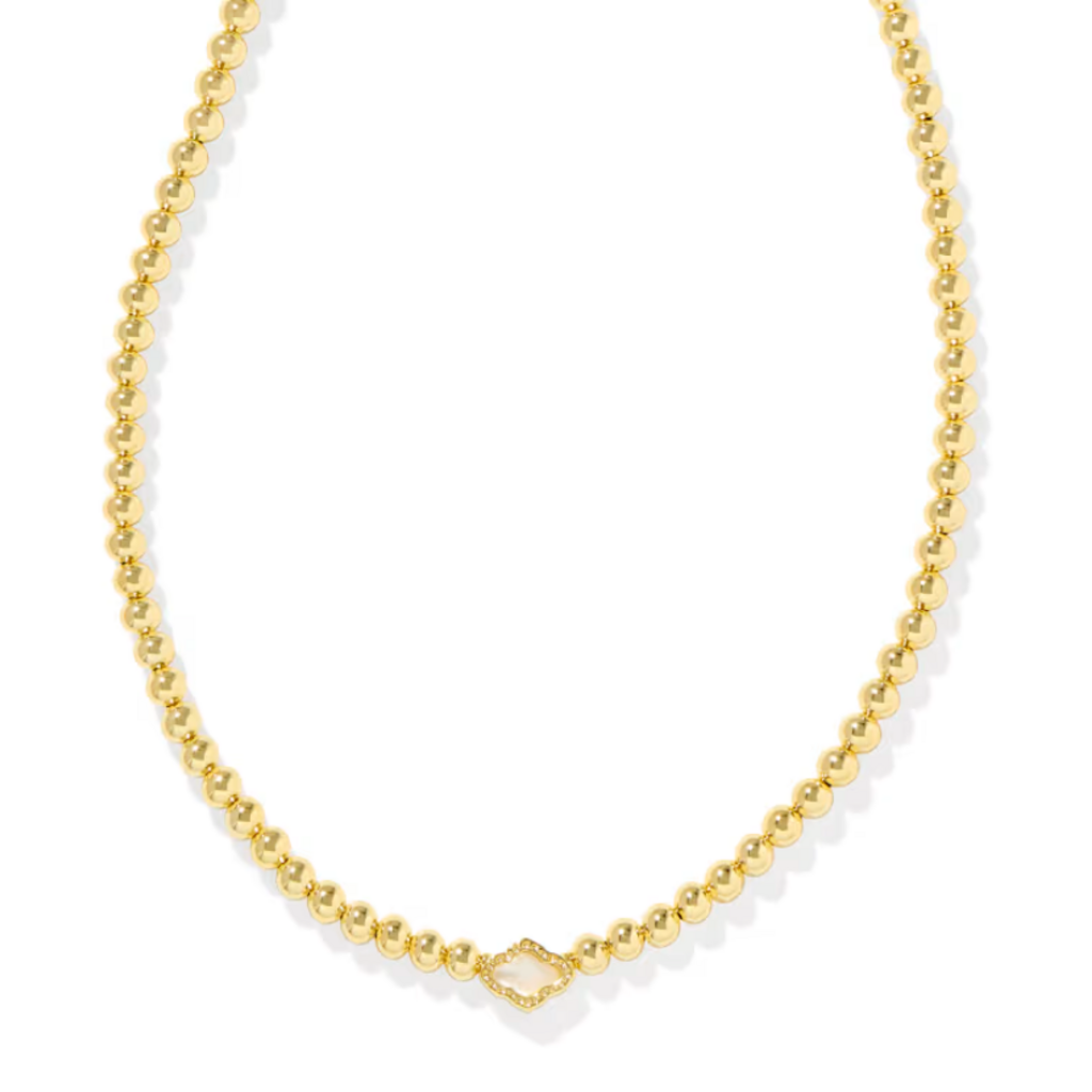 Kendra Scott ABBIE BEADED NECKLACE GOLD NATURAL MOTHER OF PEARL