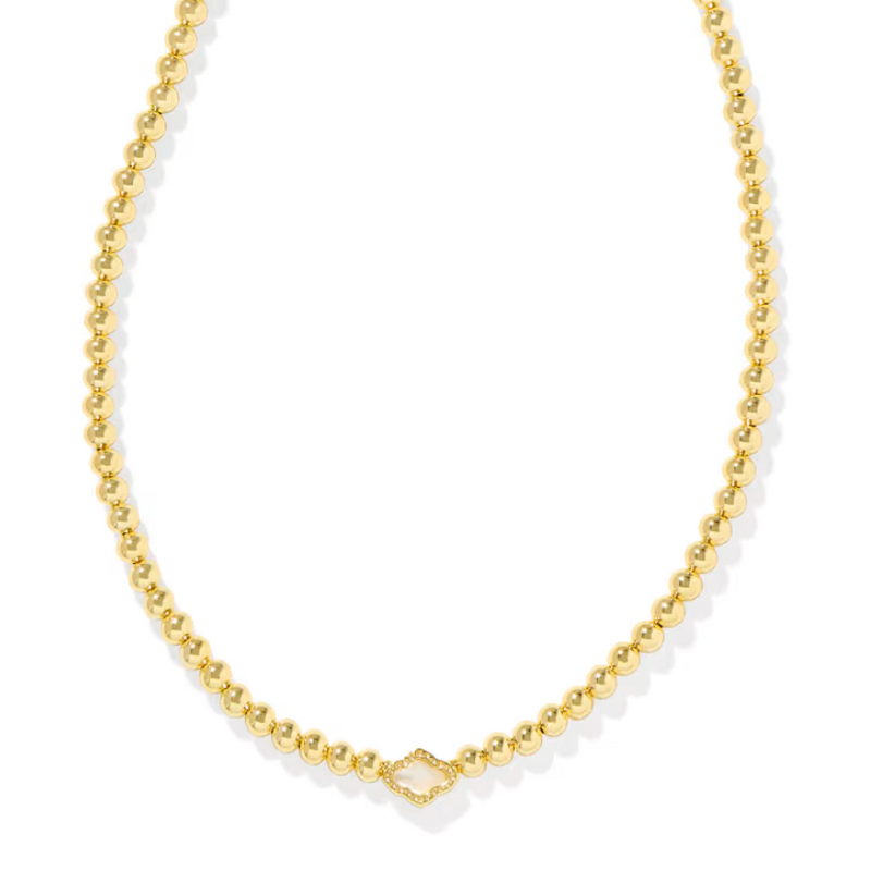 Kendra Scott ABBIE BEADED NECKLACE GOLD NATURAL MOTHER OF PEARL