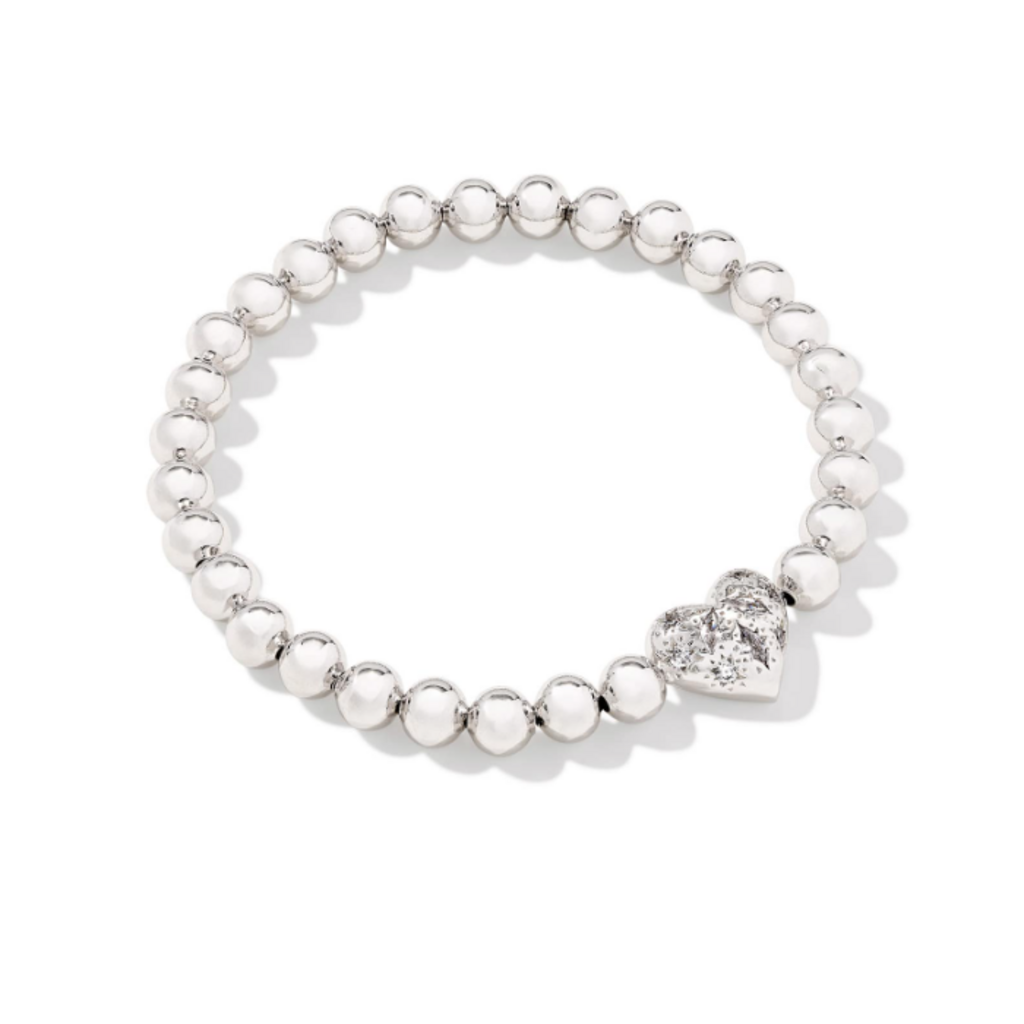 Kendra Scott Holland Heart Stretch Bracelet Rhod White Crystal
