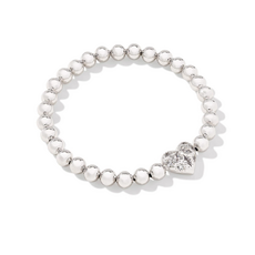 Kendra Scott Holland Heart Stretch Bracelet Rhod White Crystal