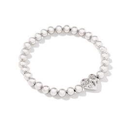 Kendra Scott Holland Heart Stretch Bracelet Rhod White Crystal