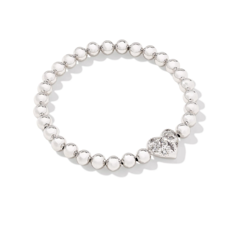Kendra Scott Holland Heart Stretch Bracelet Rhod White Crystal
