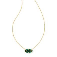 Kendra Scott Lindy Rae Elisa Short Pendant Gold Green Crystal