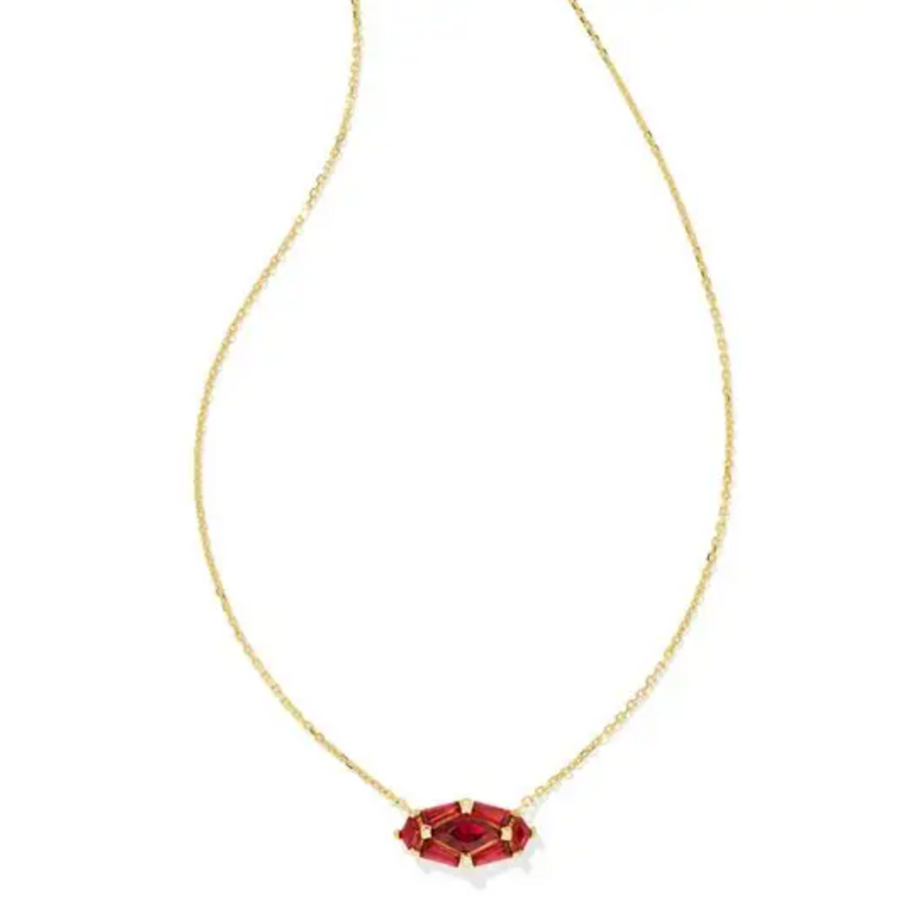 Kendra Scott Lindy Rae Elisa Short Pendant Gold Red Crystal