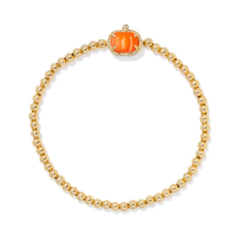 Kendra Scott PUMPKIN STRETCH BRACELET GOLD ORANGE MOTHER OF PEARL