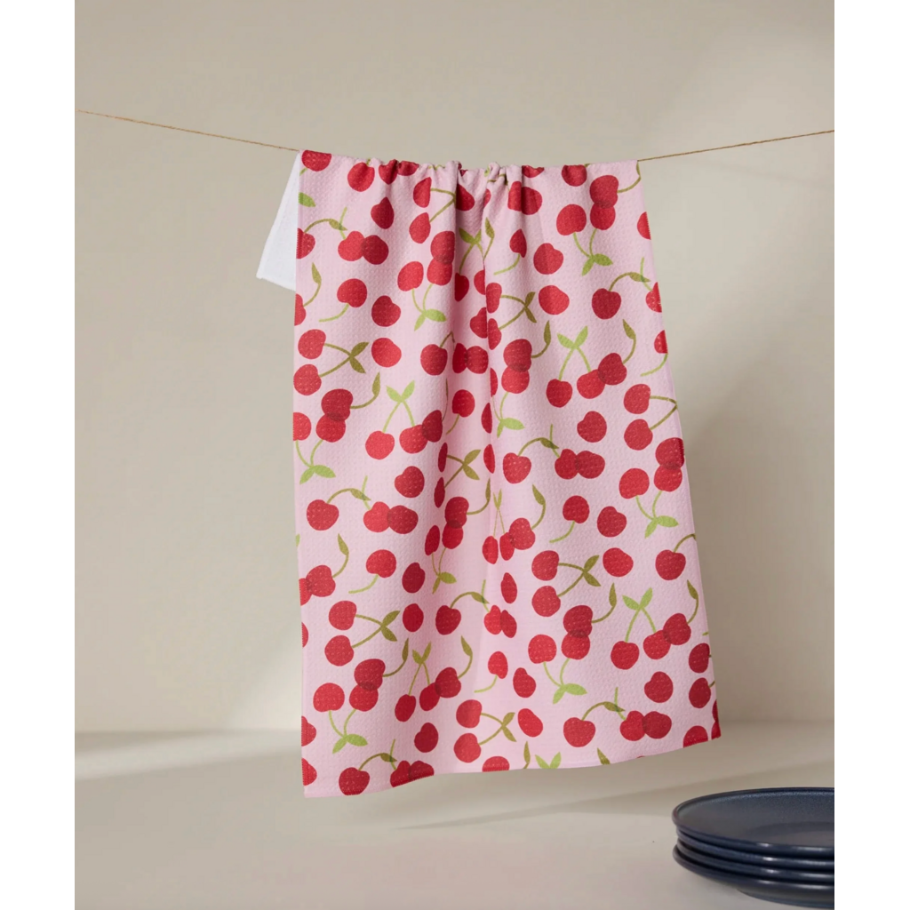 Geometry Cheery Cherries  Towel