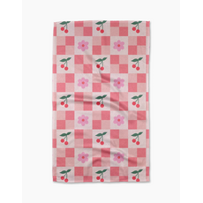 Geometry Floral and Cherries Tea Towel