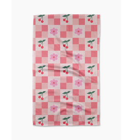 Geometry Floral and Cherries Tea Towel