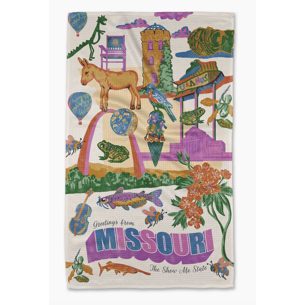 Geometry Greetings From Missouri Tea Towel