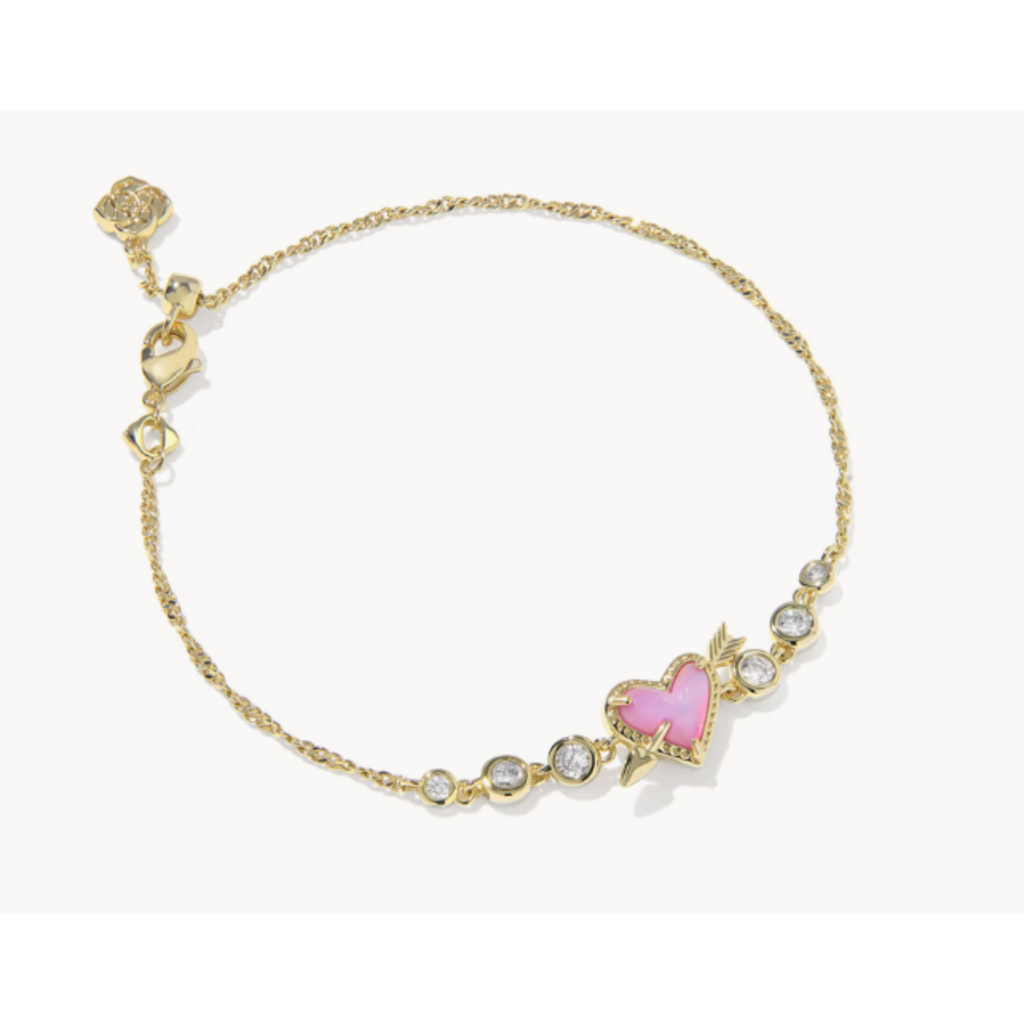 Kendra Scott Ari Heart Arrow Tennis Bracelet Gold Pink Opalescent Resin