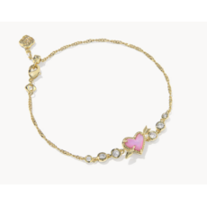 Kendra Scott Ari Heart Arrow Tennis Bracelet Gold Pink Opalescent Resin