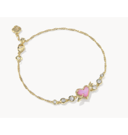 Kendra Scott Ari Heart Arrow Tennis Bracelet Gold Pink Opalescent Resin