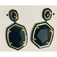 Daphne Enamel Frame Drop Earring Gold Black Agate