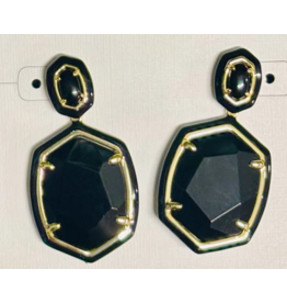 Daphne Enamel Frame Drop Earring Gold Black Agate