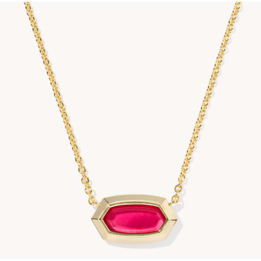 Kendra Scott Elisa Bezel Pend Neck Gold Carmine Red Illusion