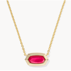 Kendra Scott Elisa Bezel Pend Neck Gold Carmine Red Illusion