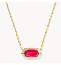 Kendra Scott Elisa Bezel Pendant Necklace Gold Carmine Red Illusion