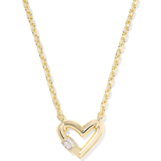 Emery Heart PEndant Necklace Gold Metal white Crystal