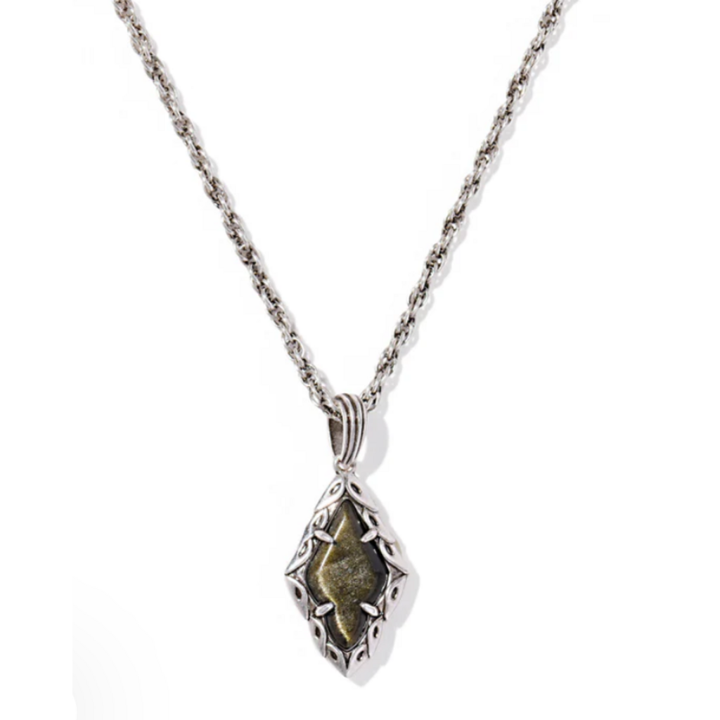 Adeline Short Pendant Necklace Vin Slv Golden Obsidian