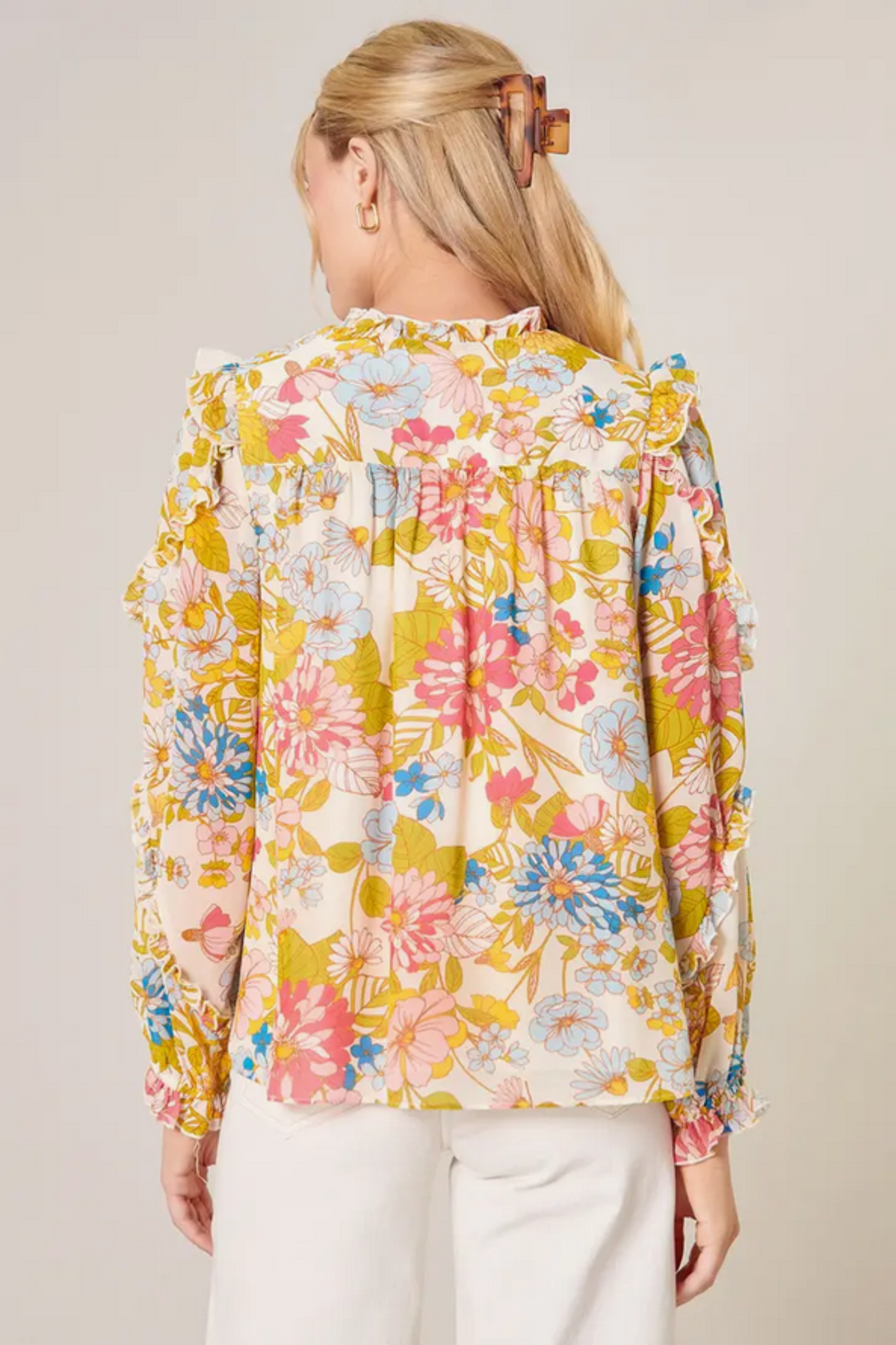 La Rochelle Raj Ruffle Balloon Sleeve Blouse - Rags and Riches