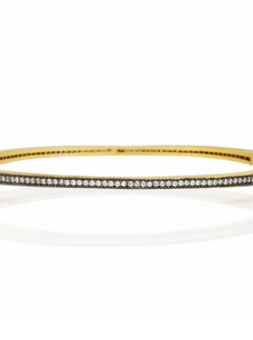 Freida Rothman | Stack This! Oval Eternity Hinged Bangle Gold & Black