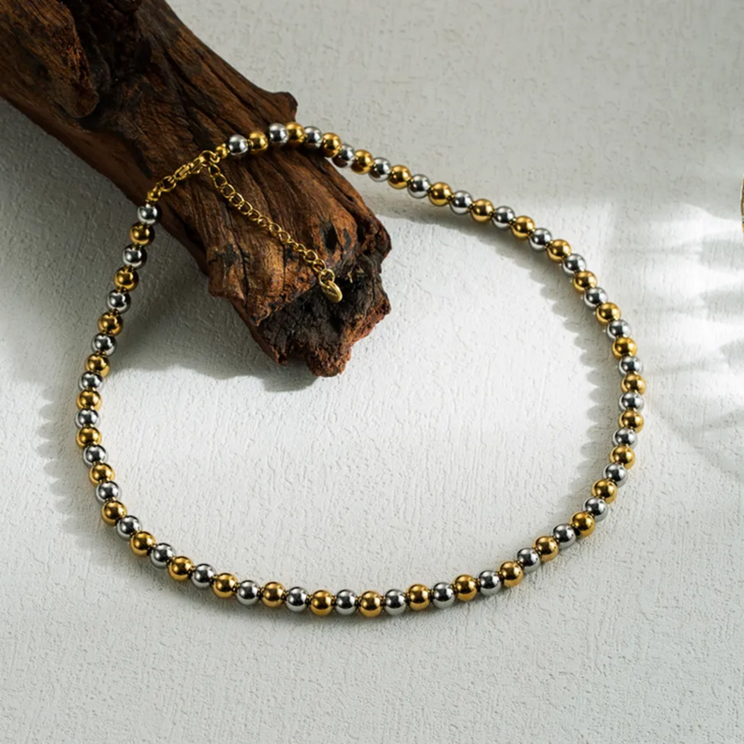 Megaera Stainless Steel Beaded Shoulder Necklace - Ayame Designs