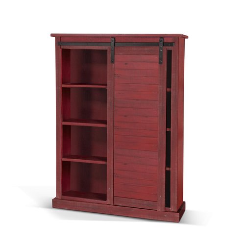 Sunny Designs Red Bookcase W/Barn Door Sunny Designs Red Bookcase W/Barn Door