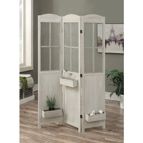Coaster 3-panel Folding Screen with Planter Boxes Antique White Coaster 3-panel Folding Screen with Planter Boxes Antique White