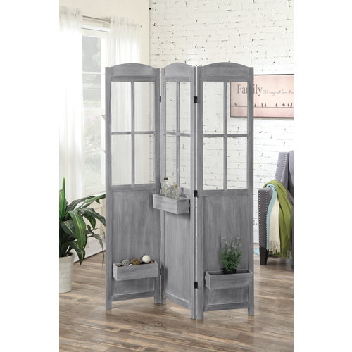 Coaster 3-panel Folding Screen with Planter Boxes Antique Grey Coaster 3-panel Folding Screen with Planter Boxes Antique Grey