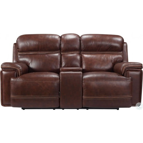 Leather Italia USA EH2394 Fresno 2P Power Loveseat w/ Console- Brown Leather Italia USA EH2394 Fresno 2P Power Loveseat w/ Console- Brown